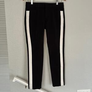 NEW Banana Republic Sloan Black Ankle Pants Track Stripe Fall City Chic